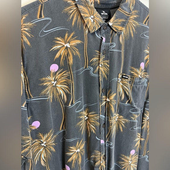 Rip Curl Button Up Palm Tree Shirt XL - Picture 3 of 7